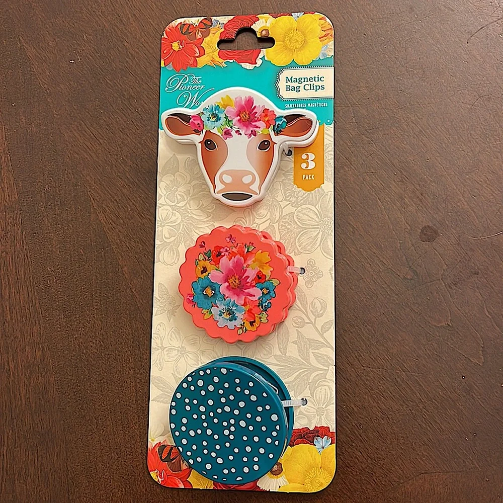 🆕 The Pioneer Woman Spring Bouquet Magnetic Bag Clips 3 Pack